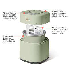 Beautiful 1.5 Qt Ice Cream Maker with Touch Activated Display, Sage Green by Drew Barrymore