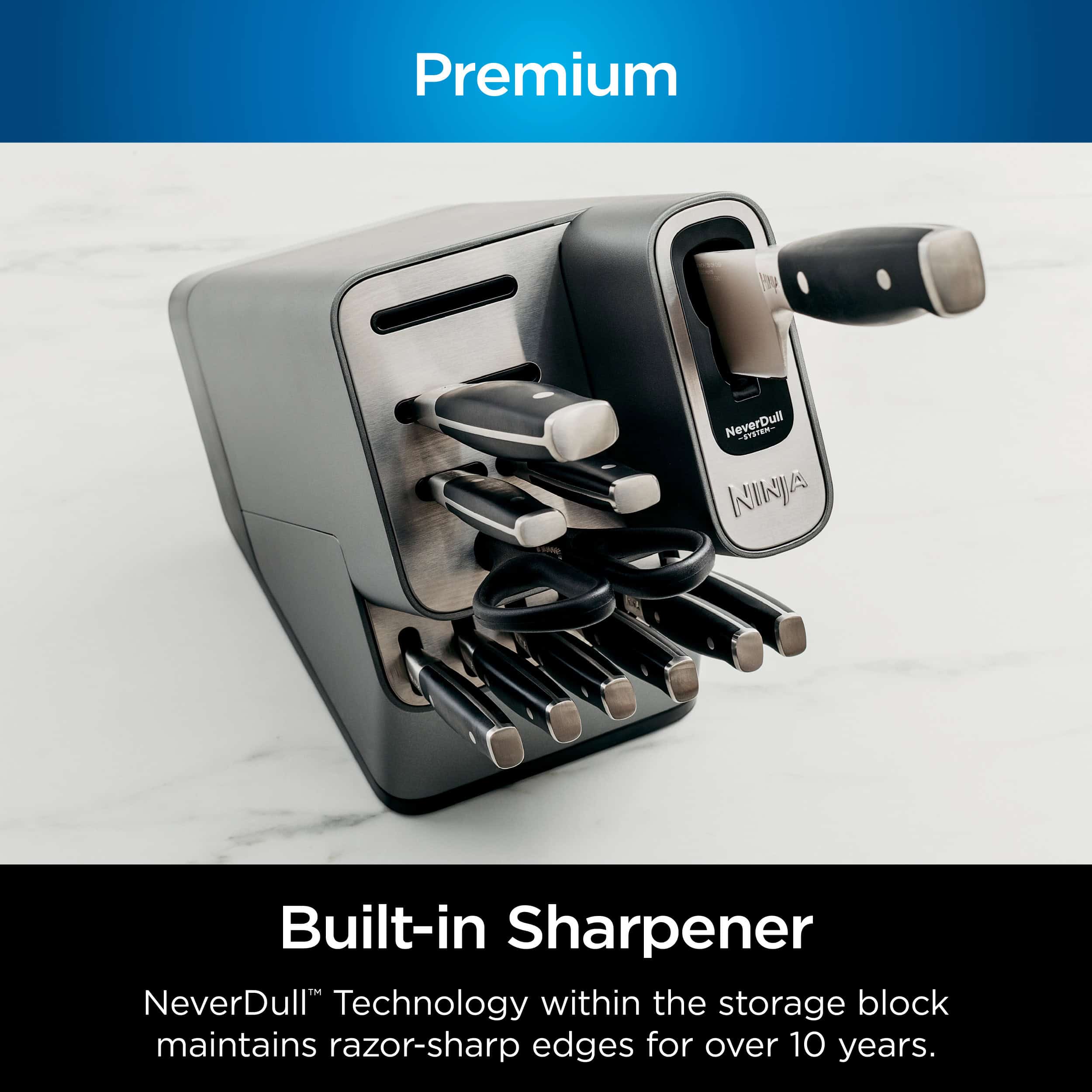 Ninja Foodi NeverDull Premium 17-Piece Knife Set with Built-in Sharpener