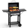 MASTER COOK Charcoal Grill with Two Side Tables, Heavy-duty Steel Barbecue BBQ Grill for Outdoor Picnic Backyard Patio and Parties, Black