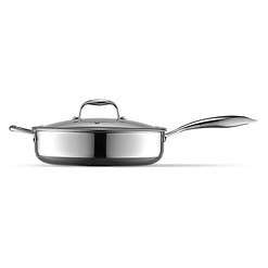 HexClad Hybrid Nonstick 4.5 Qt Deep Sauté Pan and Lid, Dishwasher and Oven-Safe, Induction Ready, Compatible with All Cooktops