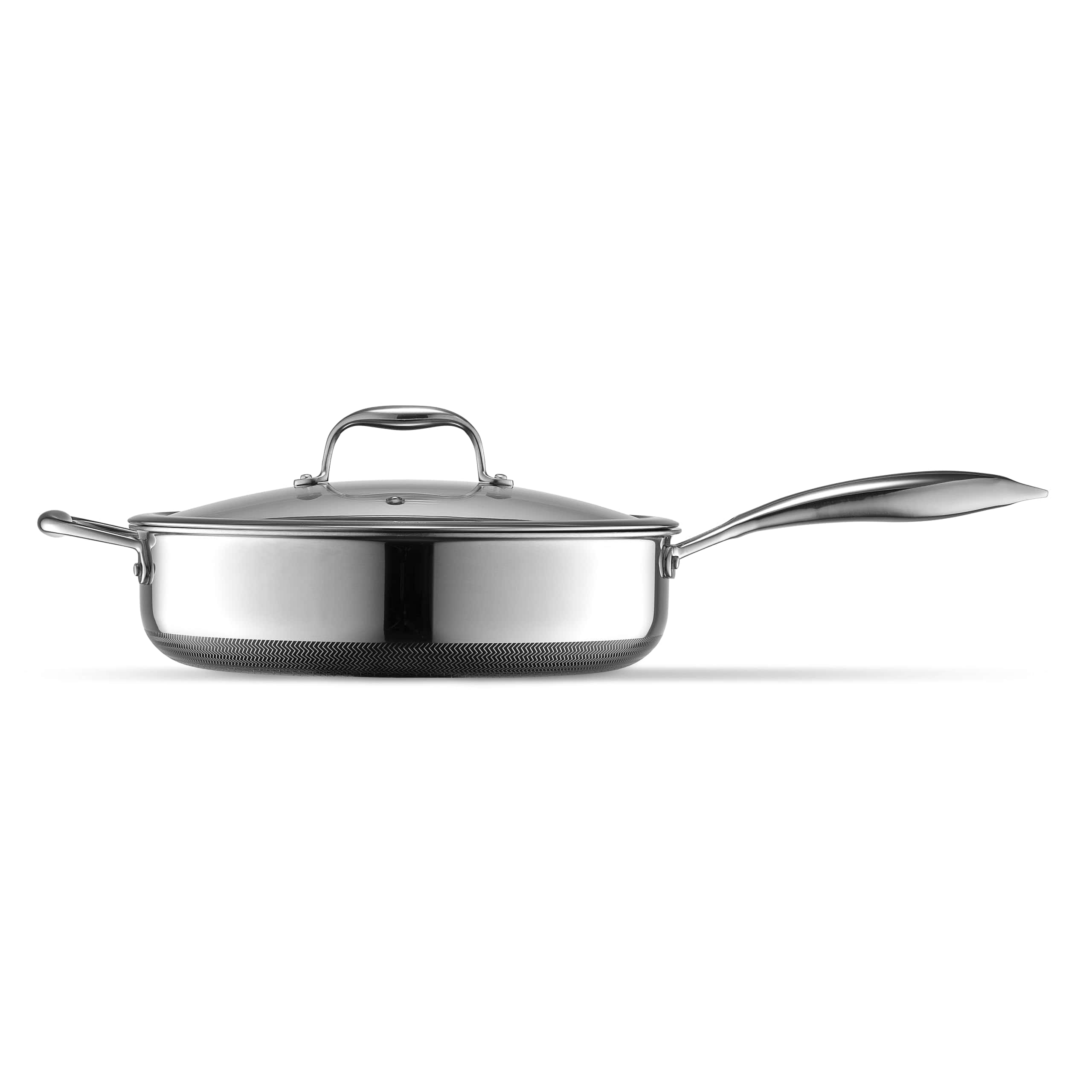 HexClad Hybrid Nonstick 4.5 Qt Deep Sauté Pan and Lid, Dishwasher and Oven-Safe, Induction Ready, Compatible with All Cooktops