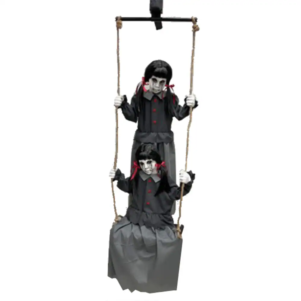 Haunted Living 6-ft Laughing Swinging Ghoulish Twins Animatronic