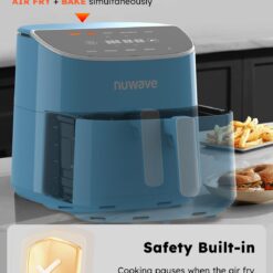 Nuwave Brio Plus 8 Qt Air Fryer, PFAS Free, New & Improved, Digital Touch Screen, Cozy Blue