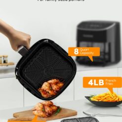 Nuwave Brio Plus 8 Qt Air Fryer, PFAS Free, New & Improved, Digital Touch Screen, Cool White Display, Black