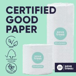 Cloud Paper Save Trees Co.Bamboo Paper Towels 12pk - 1800 Sheets Unbleached Paper Towels Rolls Ultra Absorbent