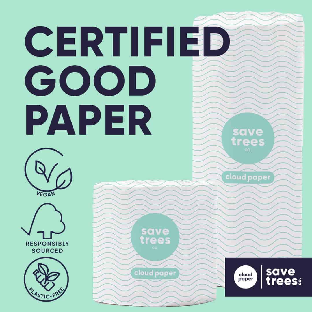 Cloud Paper Save Trees Co.Bamboo Paper Towels 12pk - 1800 Sheets Unbleached Paper Towels Rolls Ultra Absorbent