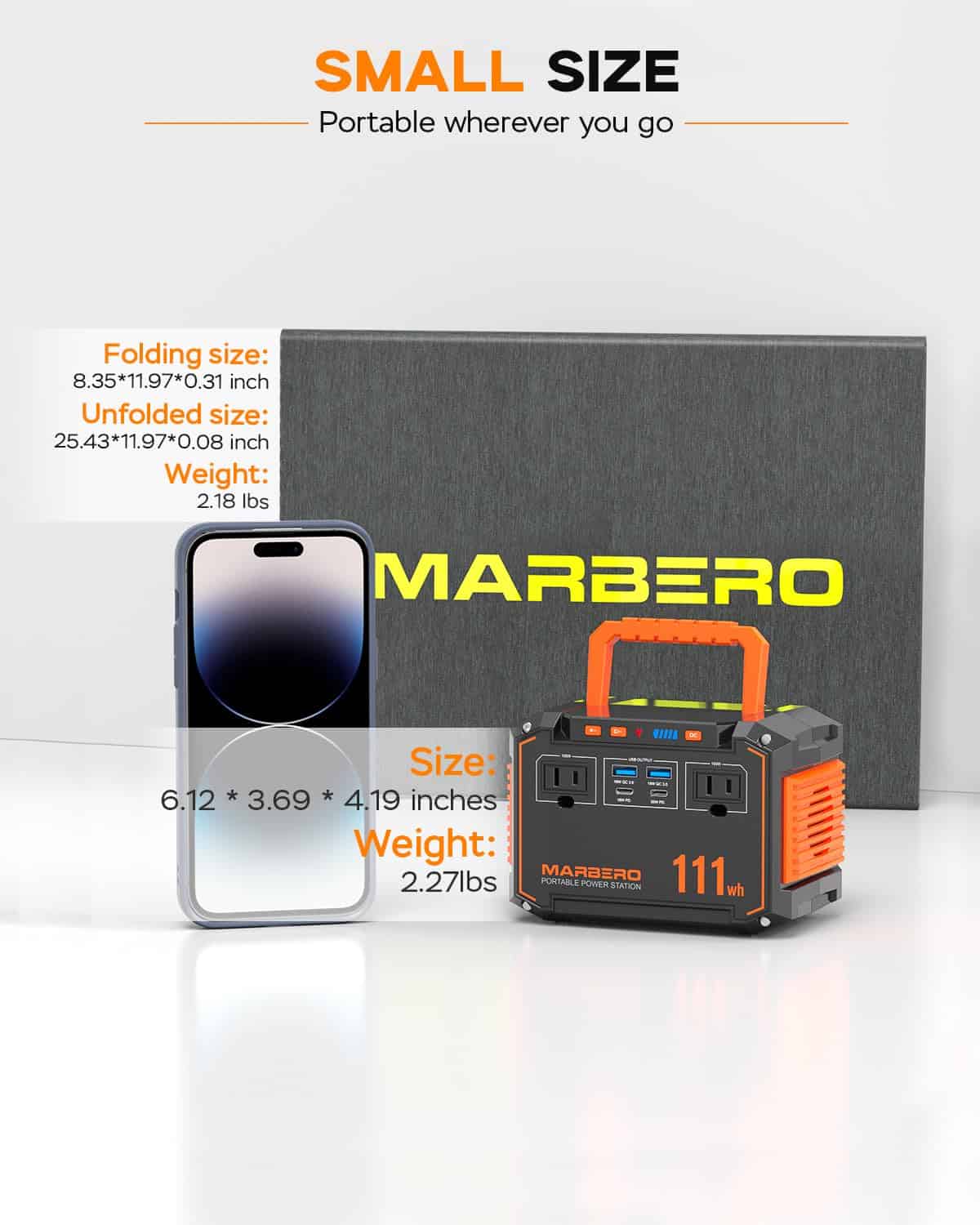 MARBERO 150W Peak Solar Generator with 30W Solar Panel 111Wh Camping Portable Power Station 110V Power Bank