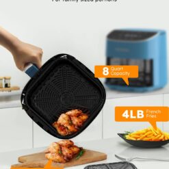 Nuwave Brio Plus 8 Qt Air Fryer, PFAS Free, New & Improved, Digital Touch Screen, Cozy Blue