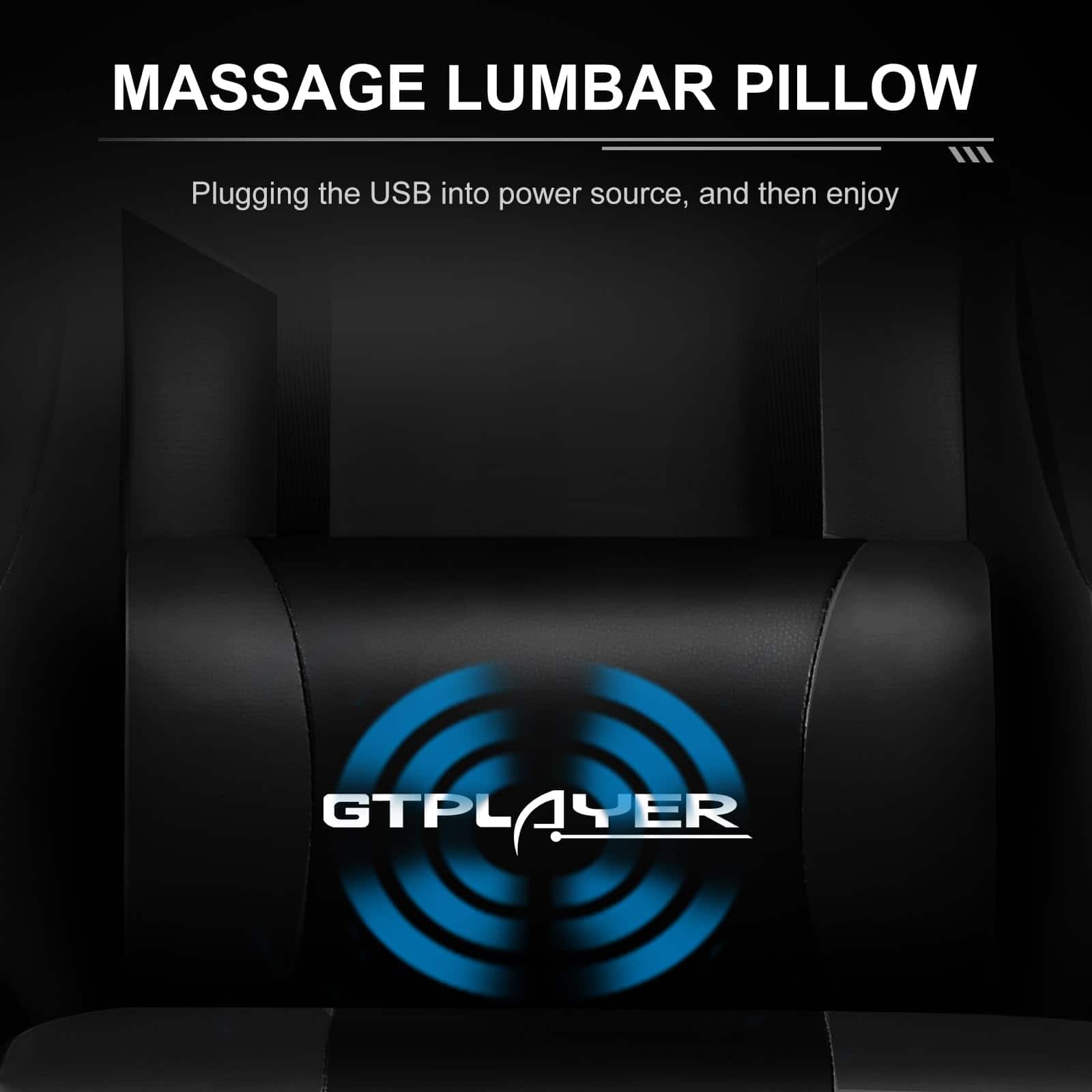 GTPLAYER Gaming Chair, Computer Chair with Footrest and Lumbar Support, Height Adjustable Game Chair with 360°, Black