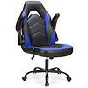 Sweetcrispy Computer Gaming Desk Chair, Ergonomic Office Executive Adjustable Swivel Task PU Leather Racing Chair, Black Blue