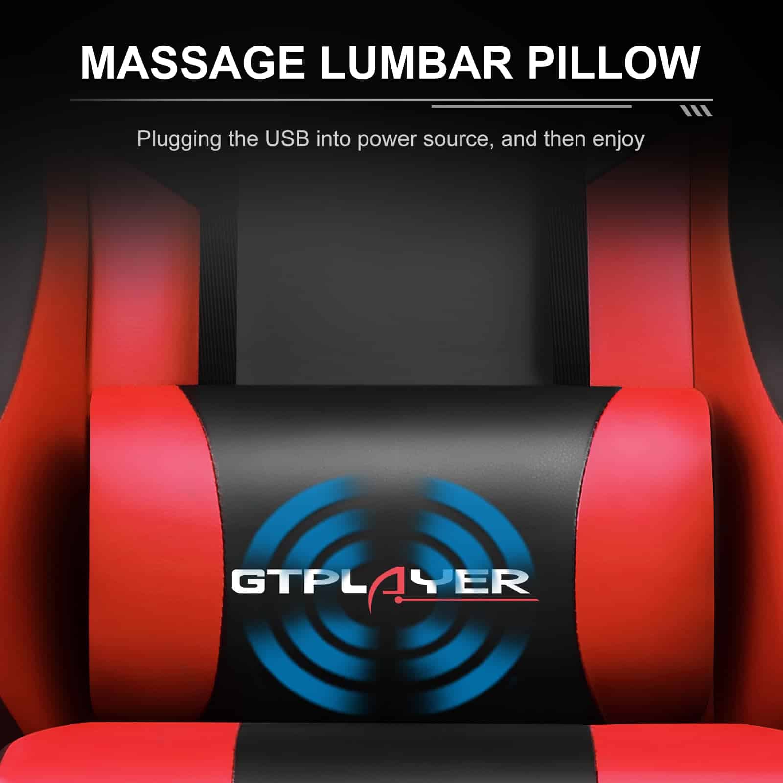 GTPLAYER Gaming Chair, Computer Chair with Footrest and Lumbar Support, Height Adjustable Game Chair with 360°, Red