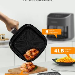 Nuwave Brio Plus 8 Qt Air Fryer, PFAS Free, New & Improved, Digital Touch Screen, Cool Gray
