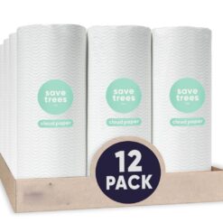 Cloud Paper Save Trees Co.Bamboo Paper Towels 12pk - 1800 Sheets Unbleached Paper Towels Rolls Ultra Absorbent