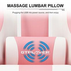 GTPLAYER Gaming Chair, Computer Chair with Footrest and Lumbar Support, Height Adjustable Game Chair with 360°, Pink