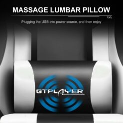 GTPLAYER Gaming Chair, Computer Chair with Footrest and Lumbar Support, Height Adjustable Game Chair with 360°, White