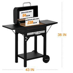 Master Cook Charcoal Grill Outdoor Barbecue 238sq Grill Small BBQ Grill with Side Table for Camping Outdoor Backyard and Patio
