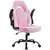 Sweetcrispy Computer Gaming Desk Chair - Pink Ergonomic Office Executive Adjustable Swivel Task PU Leather Racing Chair, White Pink