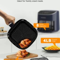 Nuwave Brio Plus 8 Qt Air Fryer, PFAS Free, New & Improved, Digital Touch Screen, Deep Blue