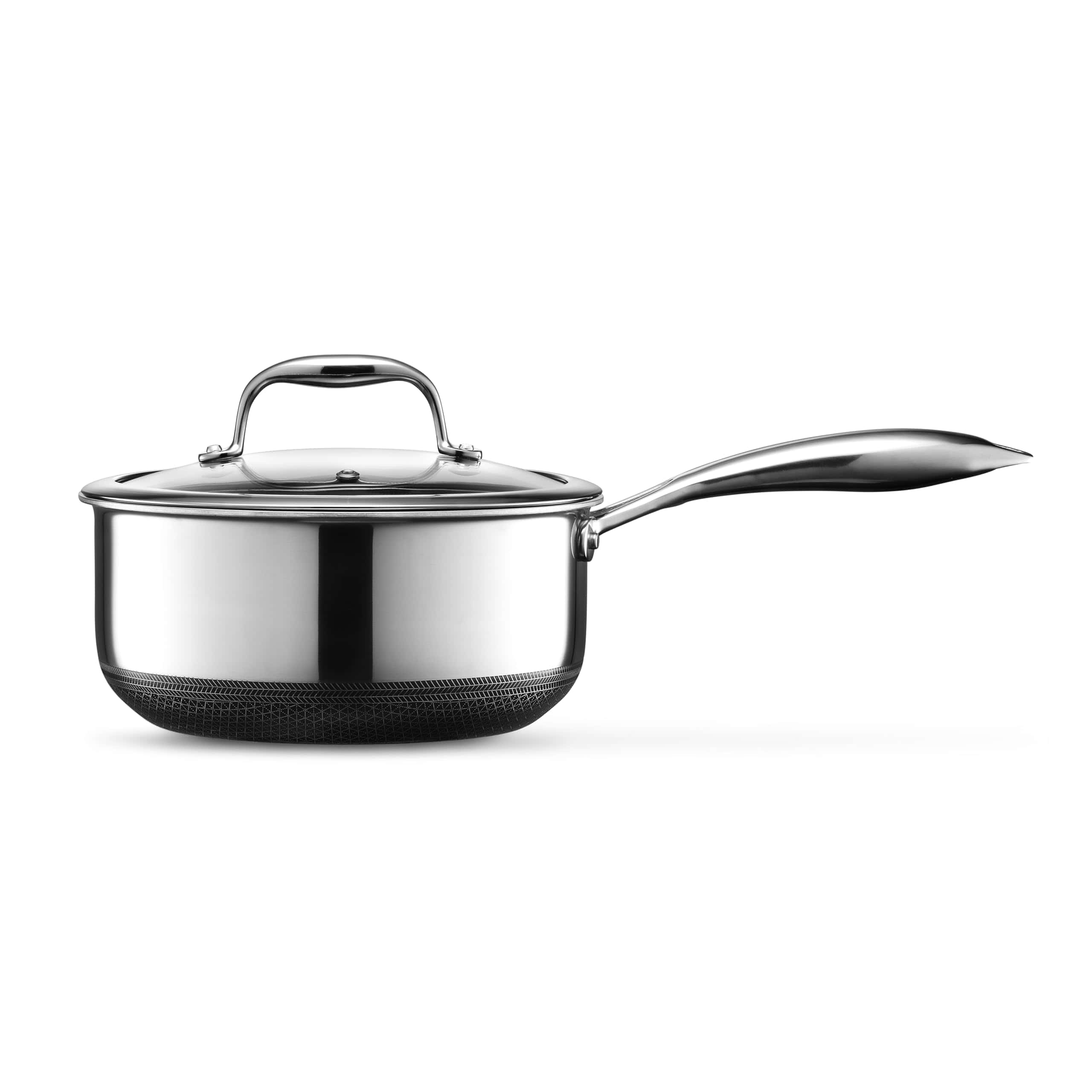 HexClad Hybrid Nonstick 3-Quart Saucepan with Tempered Glass Lid