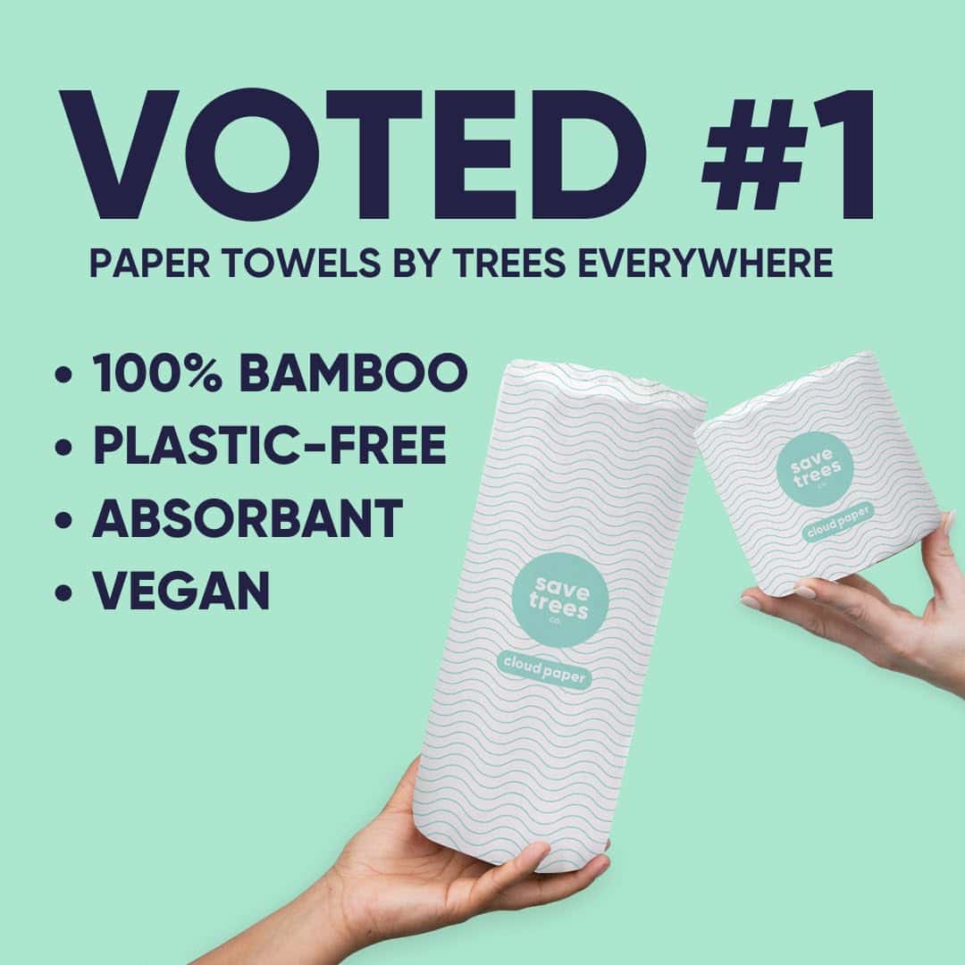 Cloud Paper Save Trees Co.Bamboo Paper Towels 12pk - 1800 Sheets Unbleached Paper Towels Rolls Ultra Absorbent