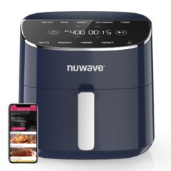 Nuwave Brio Plus Air Fryer 8 Qt, New & Improved, PFAS-FREE, 7 Digital One-Touch Cook Functions, Deep Blue