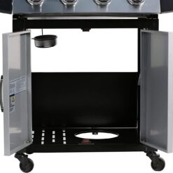 MASTER COOK Outdoor Propane Gas Grill, 4-Burner Gas Grill with Side Burner Liquid Propane Gas Grill BBQ Gas Grill, Silver Black
