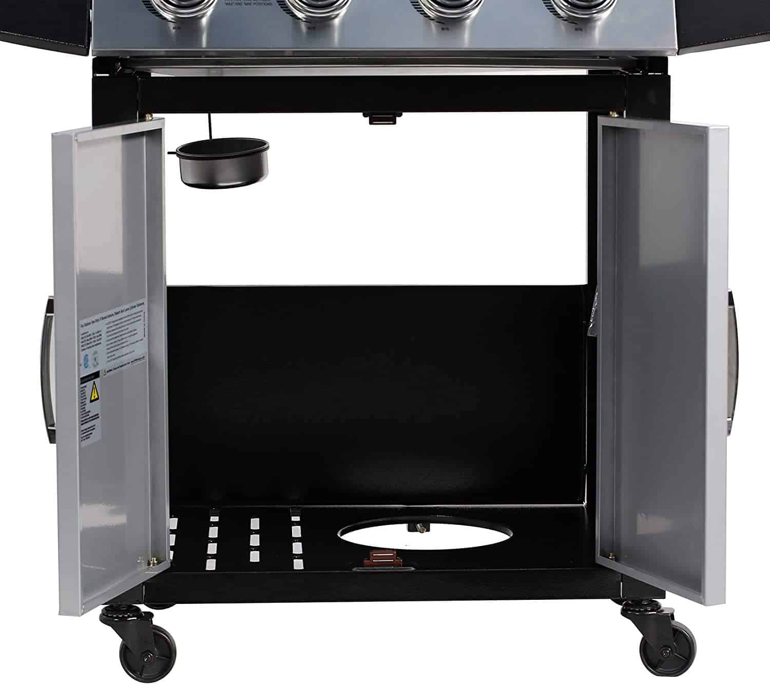 MASTER COOK Outdoor Propane Gas Grill, 4-Burner Gas Grill with Side Burner Liquid Propane Gas Grill BBQ Gas Grill, Silver Black
