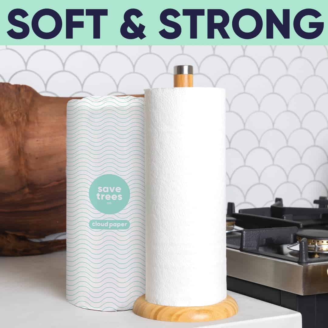 Cloud Paper Save Trees Co.Bamboo Paper Towels 12pk - 1800 Sheets Unbleached Paper Towels Rolls Ultra Absorbent