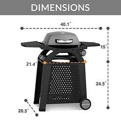 MASTER COOK Liquid Propane Grill BBQ Propane 2 in 1 Portable Tabletop Gas Grill Camping Barbecue Outdoor Cooking Grill with Cart, Black