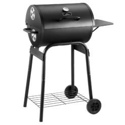 DNKMOR Charcoal Grills Outdoor BBQ Grill, Barrel Charcoal Grill with Side Table, with Nearly 500 Sq.In. Cooking Grid Area, Black
