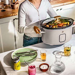 Beautiful 6 Qt Programmable Slow Cooker, Porcini Taupe by Drew Barrymore