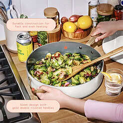 Beautiful 5.5 Quart Ceramic Non-Stick Sauté Pan, White Icing by Drew Barrymore
