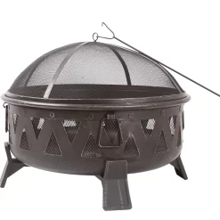 Style Selections 29.92-in W Black Steel Wood-Burning Fire Pit