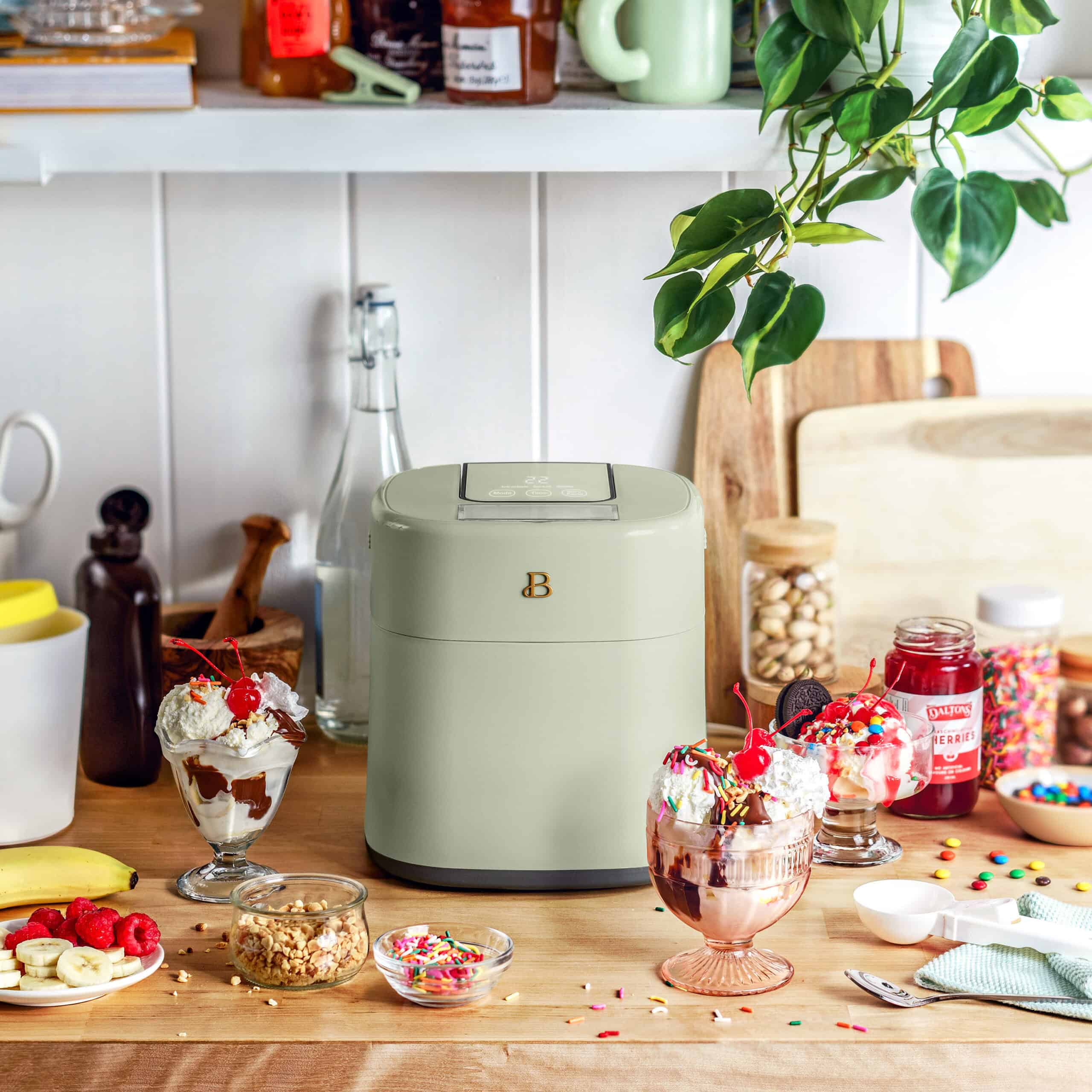 Beautiful 1.5 Qt Ice Cream Maker with Touch Activated Display, Sage Green by Drew Barrymore