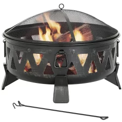 Style Selections 29.92-in W Black Steel Wood-Burning Fire Pit