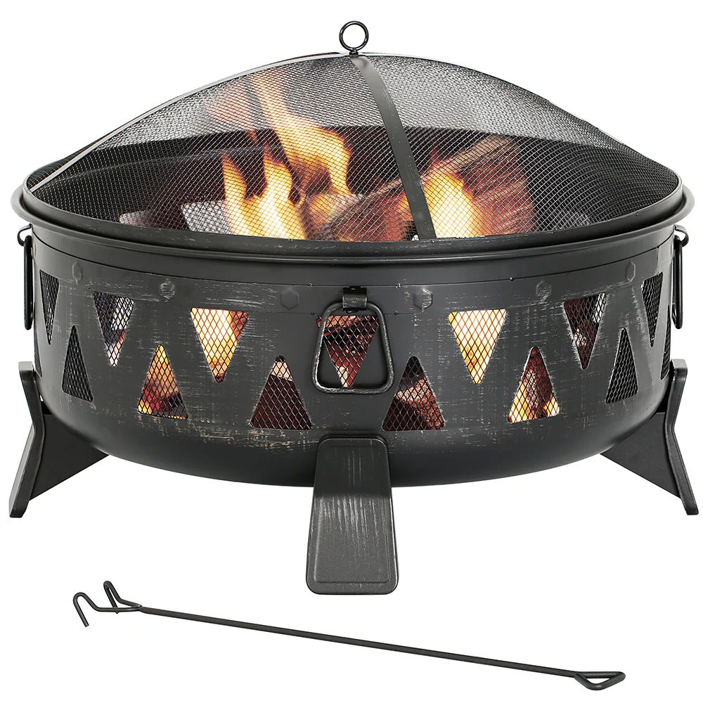 Style Selections 29.92-in W Black Steel Wood-Burning Fire Pit