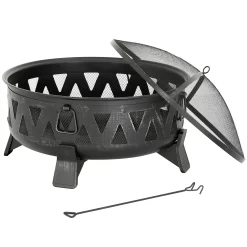 Style Selections 29.92-in W Black Steel Wood-Burning Fire Pit