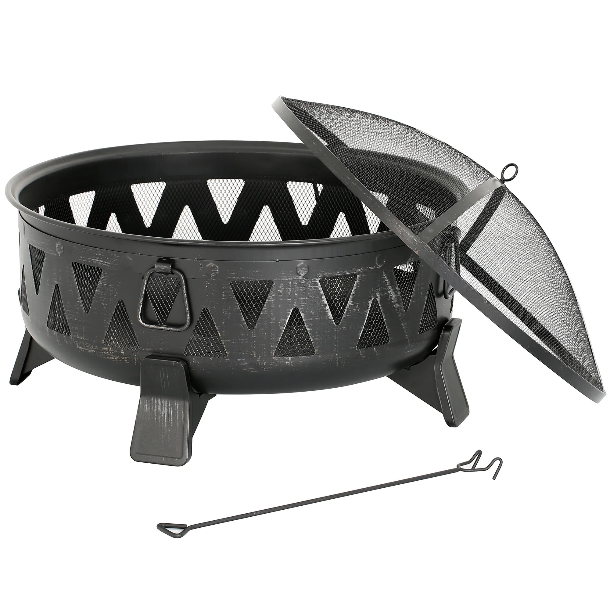 Style Selections 29.92-in W Black Steel Wood-Burning Fire Pit