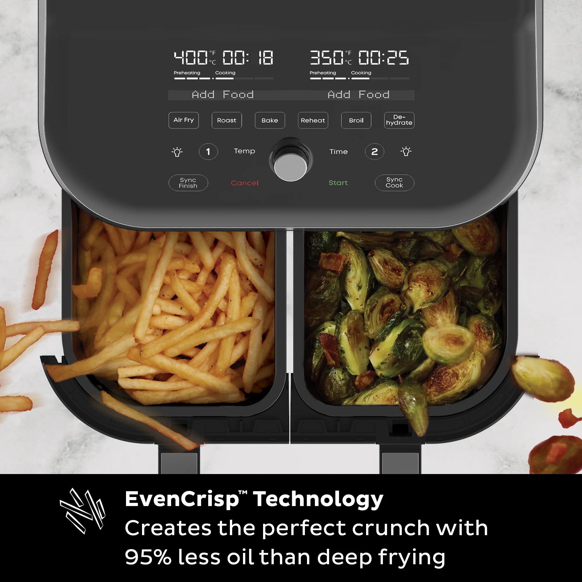 Instant Pot Vortex Plus XL 8-Quart Air Fryer, Stainless Steel - Dual Baskets, Clear Cooking Windows