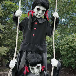 Haunted Living 6-ft Laughing Swinging Ghoulish Twins Animatronic