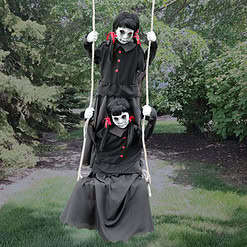 Haunted Living 6-ft Laughing Swinging Ghoulish Twins Animatronic