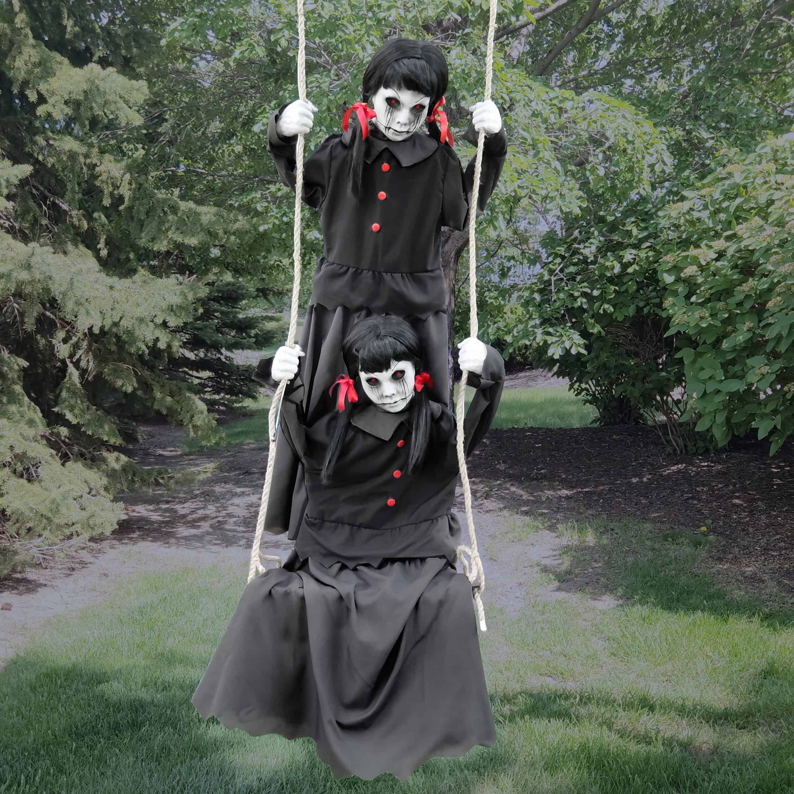 Haunted Living 6-ft Laughing Swinging Ghoulish Twins Animatronic