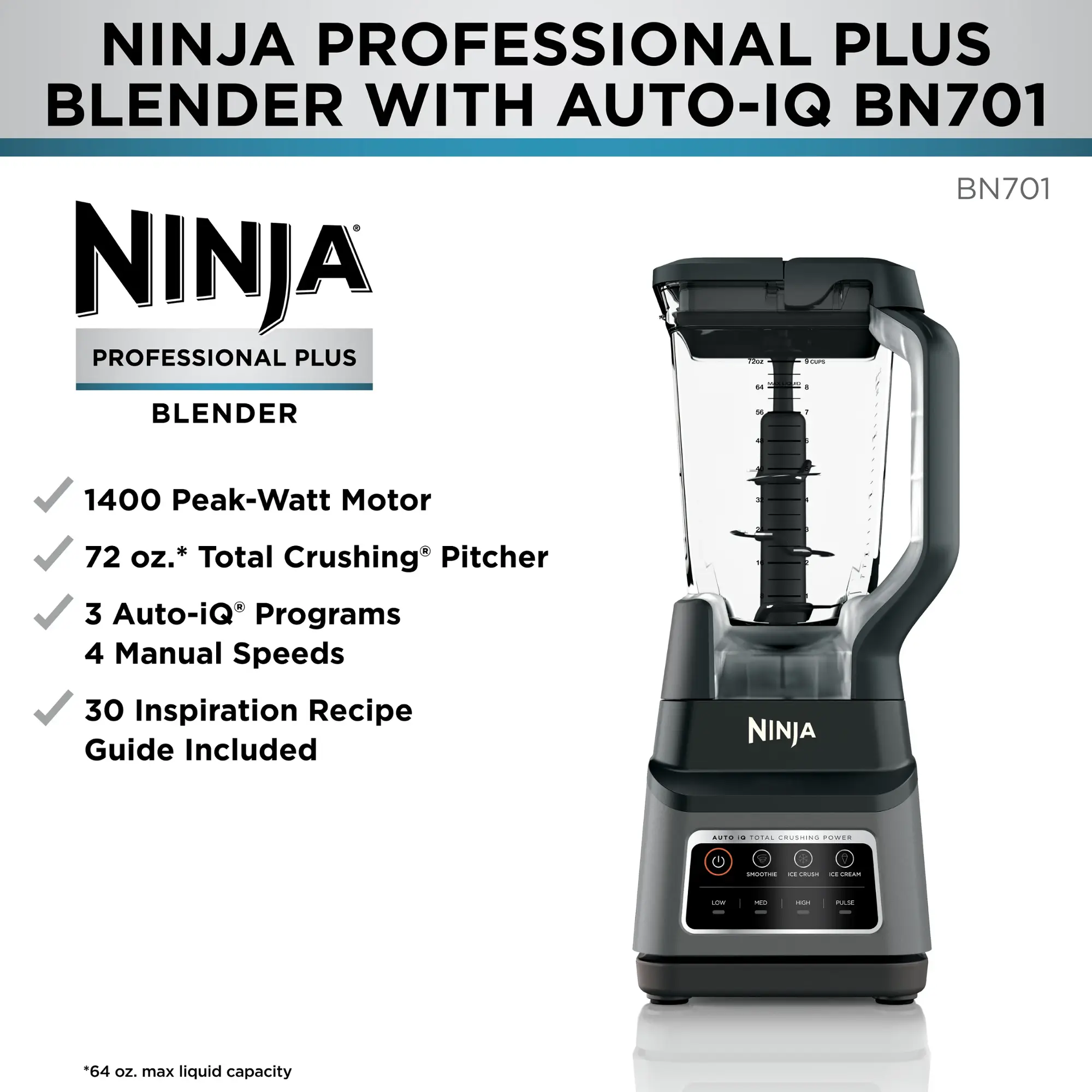 Ninja - Professional Plus Blender with Auto-iQ - Gray