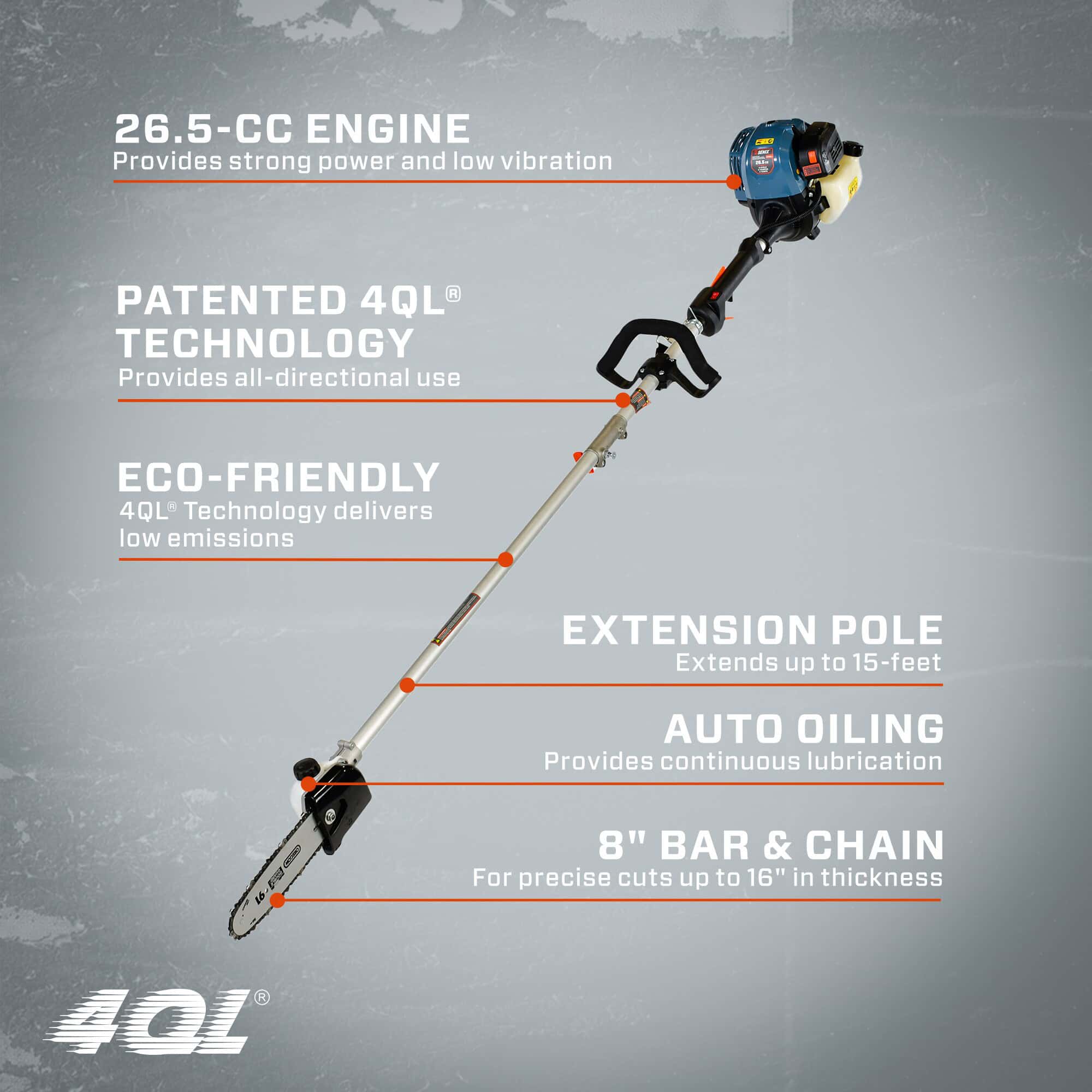 SENIX 4QL 8-in 26-cc 4-cycle Pole Saw (Battery Not Included)