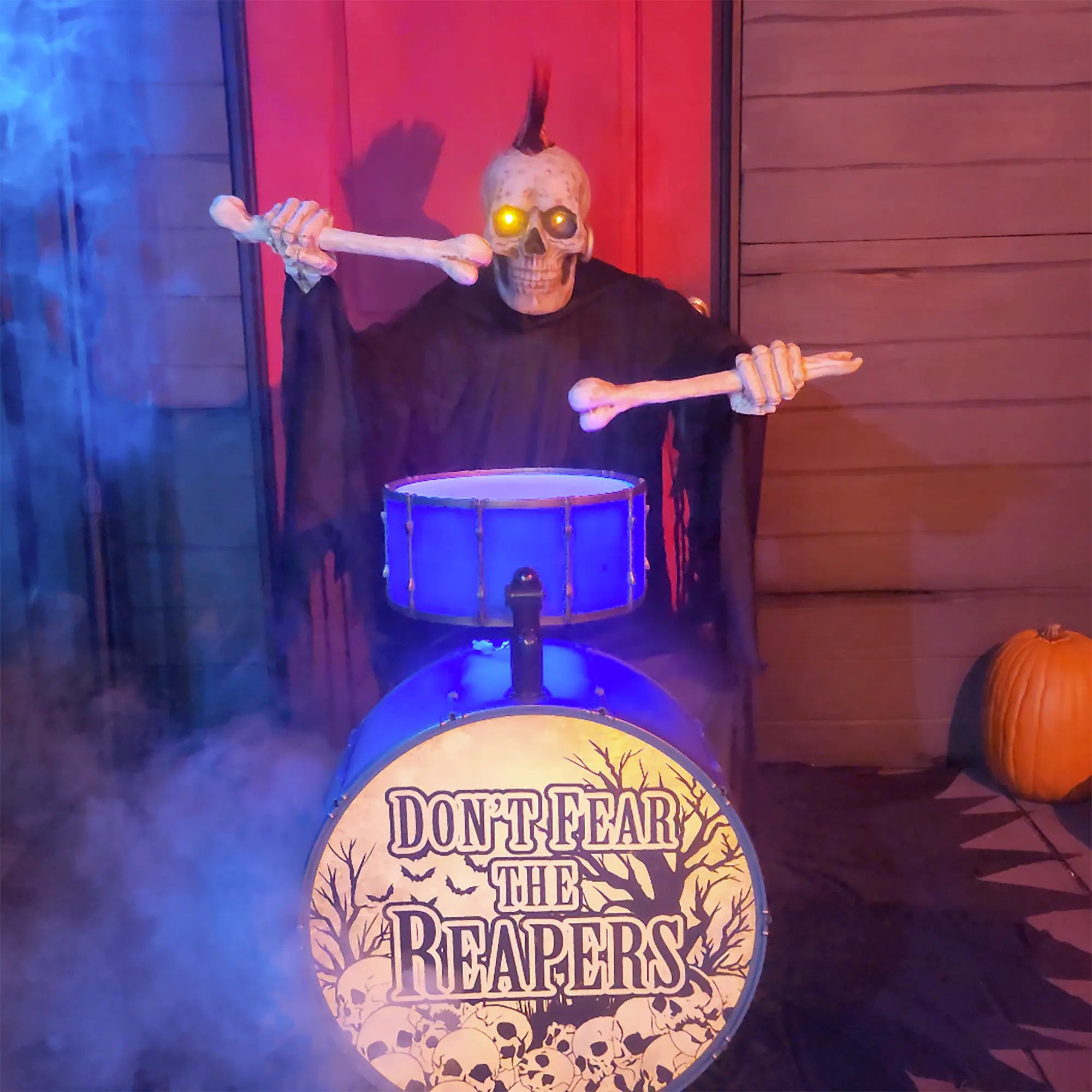 Haunted Living 4-ft Bluetooth Reaper Band LED Drummer Animatronic