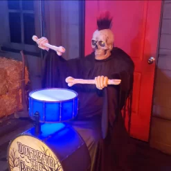 Haunted Living 4-ft Bluetooth Reaper Band LED Drummer Animatronic