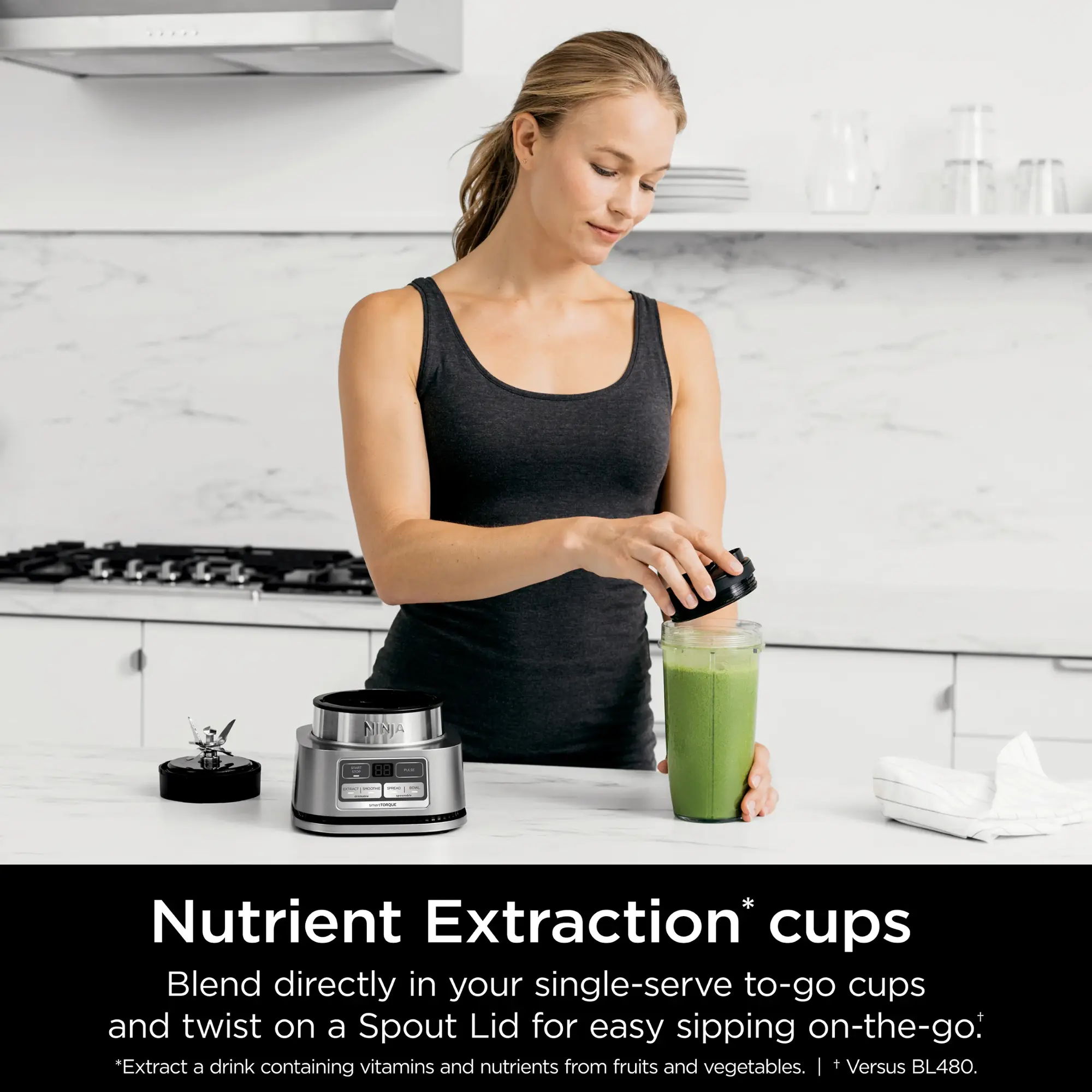 Ninja - Foodi Smoothie Bowl Maker and Nutrient Extractor 1200WP smartTORQUE 4 Auto-iQ Presets - Silver