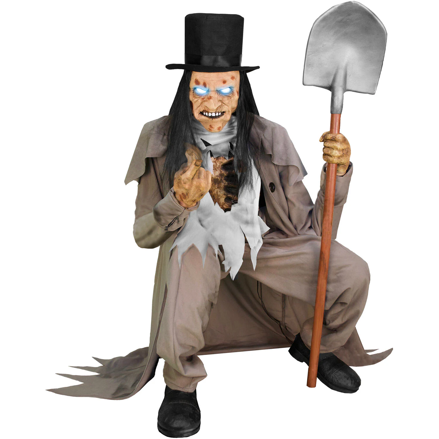 Haunted Hill Farm 4-ft Freestanding Motion Activated Talking Lighted Grave Digger Animatronic