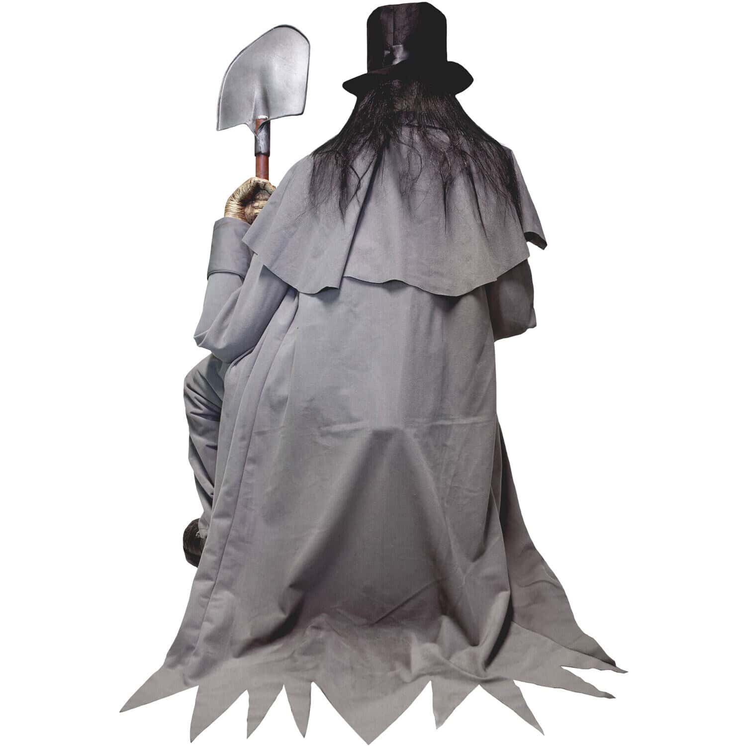 Haunted Hill Farm 4-ft Freestanding Motion Activated Talking Lighted Grave Digger Animatronic
