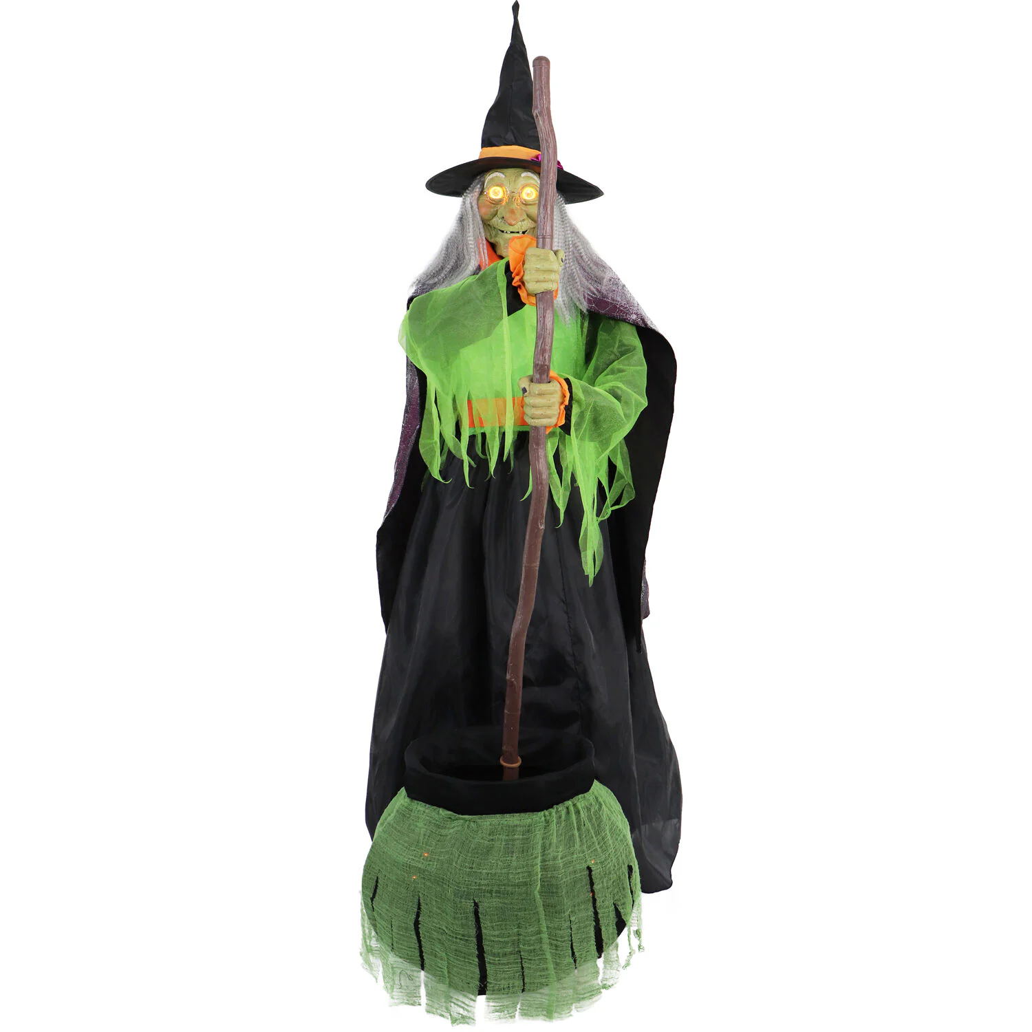 Haunted Hill Farm 6-ft Freestanding Motion Activated Talking Lighted Witch Animatronic